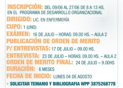 CONCURRENCIA ENFERMERÍA EN CONTROL DE INFECCIONES HOSPITALARIAS