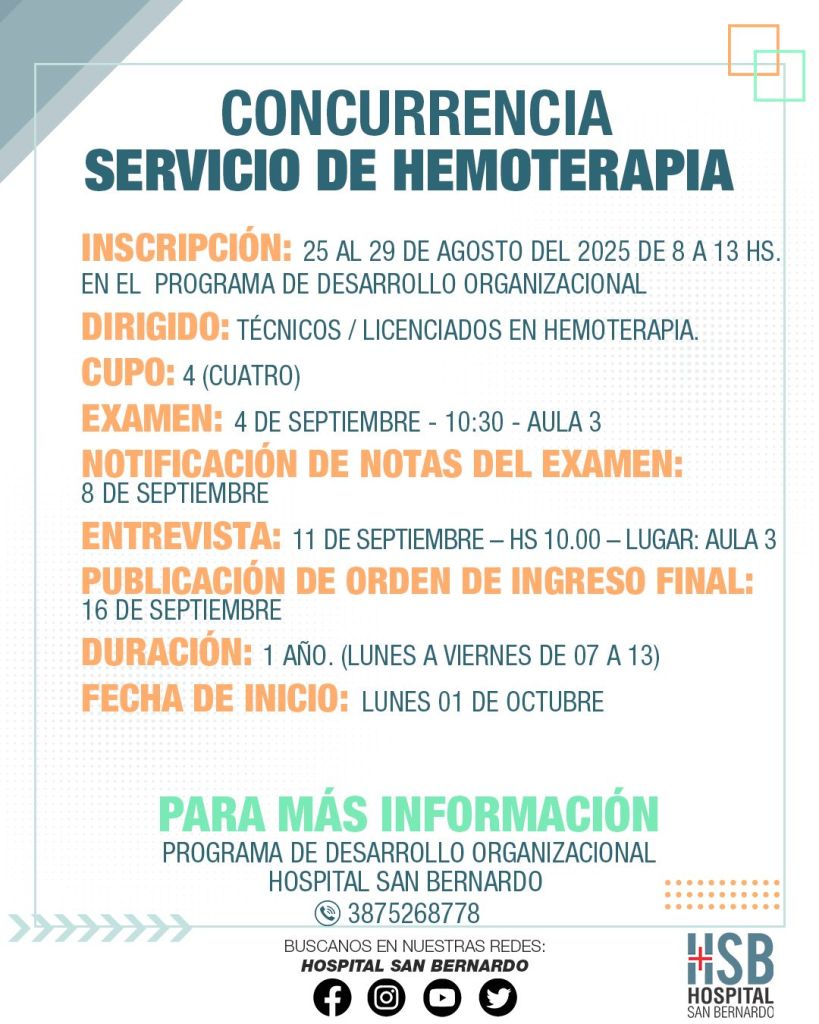 FLYERS CONCURRENCIA-SERVICIO DE HEMOTERAPIA