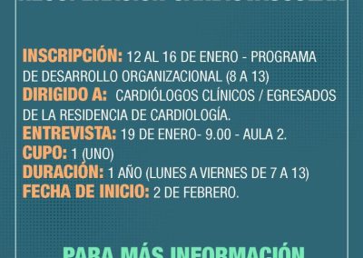 Programa de Fellowship HSB: Unidad Coronaria y Recuperación Cardiovascular