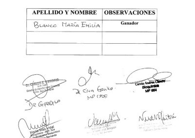Orden de mérito: Concurso abierto de Instructoría para la Residencia de Bioquímica HSB